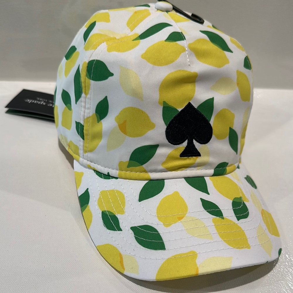 NWT Kate Spade Lemon Print Ladies Summer Cap with elastic back.